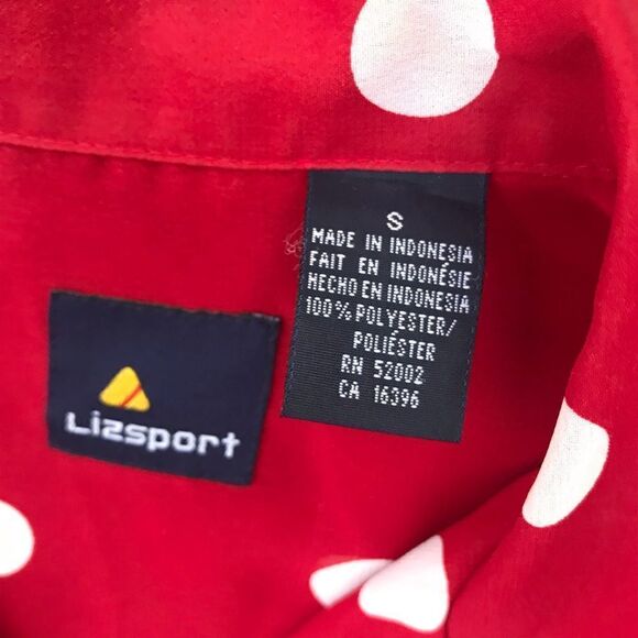 Vintage 1990s faux silk polka dot blouse red white - Picture 2 of 6